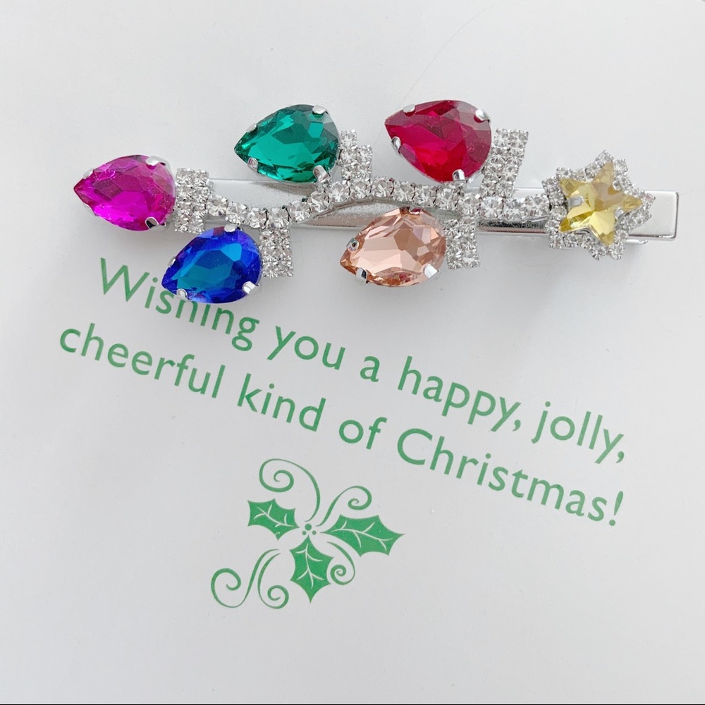 Christmas Lights Rhinestone Hair Pin - Picture 2 of 3
